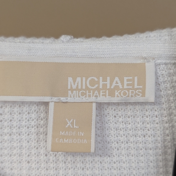 Michael Kors White Waffle Knit Hooded Women's Sweater Size XL - Picture 2 of 11
